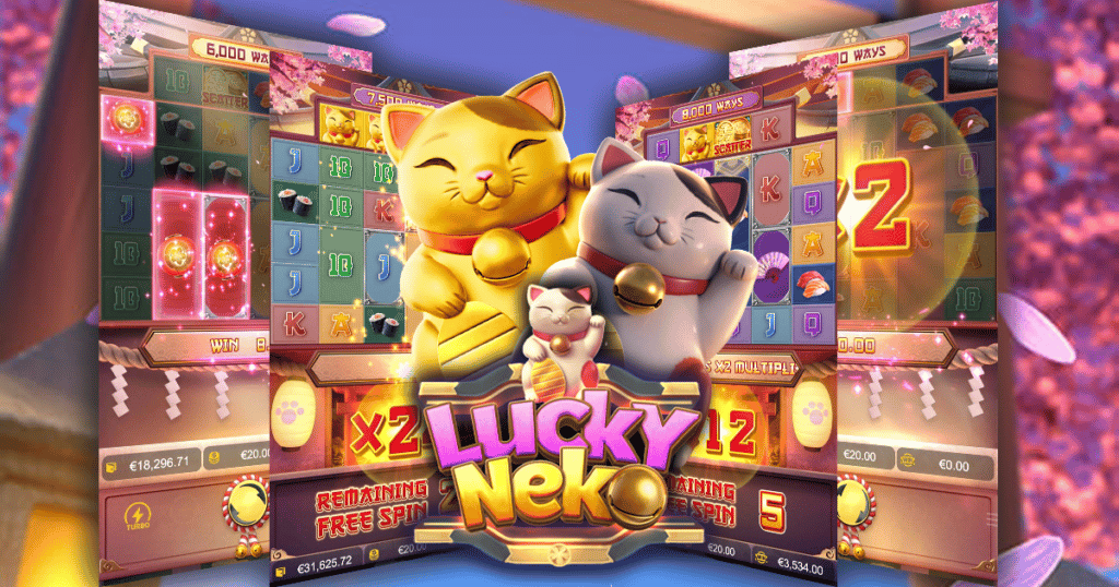 lucky neko สล็อตแมวนำโชค จากค่าย PGSLOT